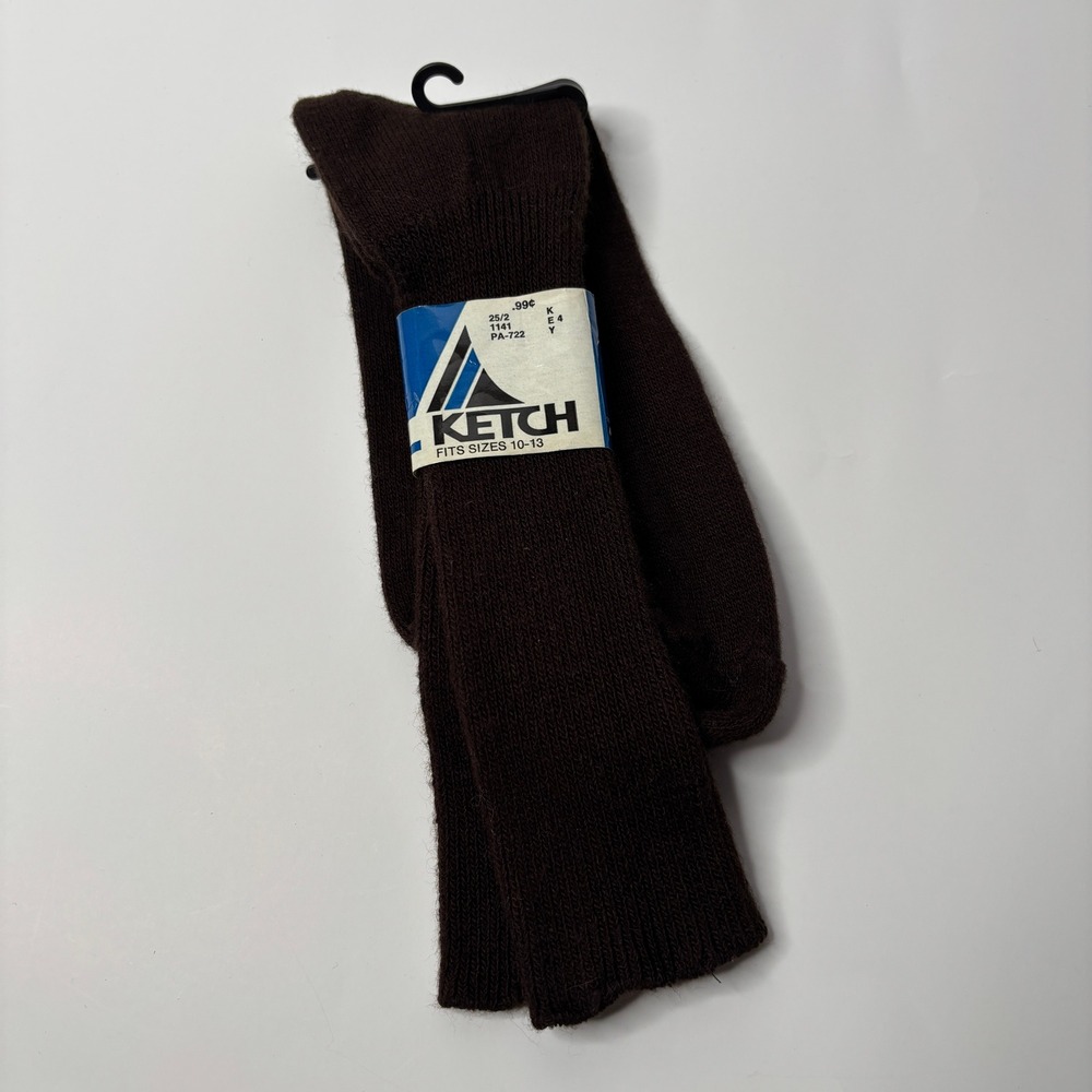 Vintage Ketch Kmart Brown‎ Orlon Acrylic Knee High Socks Made in USA Size 10-13